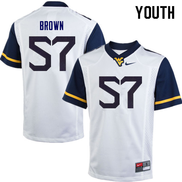 Youth #57 Michael Brown West Virginia Mountaineers College Football Jerseys Sale-White - Click Image to Close